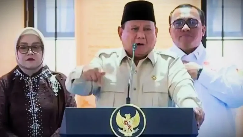 Presiden RI, Prabowo Subianto, saat meresmikan Museum Marsinah dan Rumah Singgah di Kabupaten Nganjuk, Provinsi Jawa Timur, Sabtu (16/5/2026) pagi. 