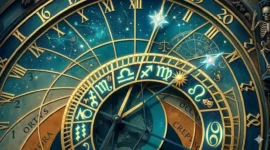 Ilustrasi. Tampak dekat jam astronomi yang menunjukkan konstelasi zodiak di Kota Tua Praha, Ceko.