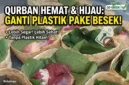 Ilustrasi. Pembagian daging kurban menggunakan daun jati dan besek untuk menjaga kelestarian lingkungan. Ini tiga cara membedakan antara daging sapi dan kambing saat menerima daging kurban. (KOMPAS.COM)