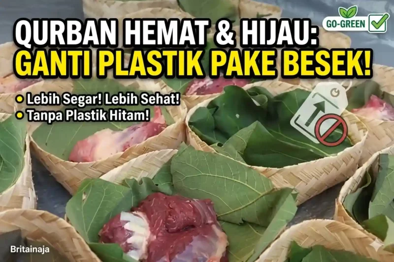 Ilustrasi. Pembagian daging kurban menggunakan daun jati dan besek untuk menjaga kelestarian lingkungan. Ini tiga cara membedakan antara daging sapi dan kambing saat menerima daging kurban. (KOMPAS.COM)