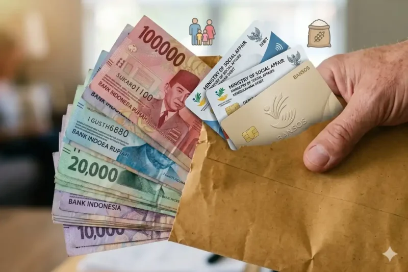Ilustrasi Pencairan Bansos di bulan Mei 2026. (Foto: Google Gemini)