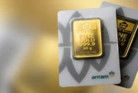 Ilustrasi - Emas Batngan Antam. Harga Emas Antam Hari Ini Stabil di Rp2,8 Juta per Gram.