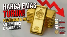 Ilustrasi - Emas Batangan. Harga Emas Hari Ini: Antam, UBS, dan Galeri24 Kompak Turun, Waktunya Borong?
