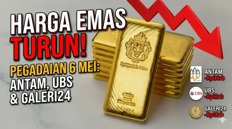 Ilustrasi - Emas Batangan. Harga Emas Hari Ini: Antam, UBS, dan Galeri24 Kompak Turun, Waktunya Borong?