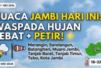 Ilustrasi - Jambi Siaga Hujan Sore Ini: Simak Prediksi Cuaca 10-11 Mei 2026.