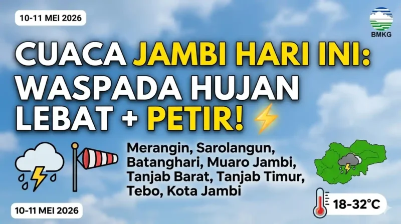Ilustrasi - Jambi Siaga Hujan Sore Ini: Simak Prediksi Cuaca 10-11 Mei 2026.