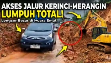 Petugas Terapkan Sistem Buka Tutup di Jalan Yang Longsor Muara Hemat, Kerinci.