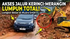 Petugas Terapkan Sistem Buka Tutup di Jalan Yang Longsor Muara Hemat, Kerinci.