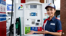 Petugas SPBU Sedang Melayani Konsumen. Harga BBM Pertamina 26 Mei 2026.