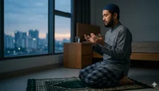 Ilustrasi - Berdoa Usai Melaksanakan Ibadah Shalat Tahajud 2 Rakaat.