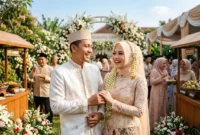 Ilustrasi - Pasangan Pengantin Yang Melangsungkan Pernikahan. Gemini