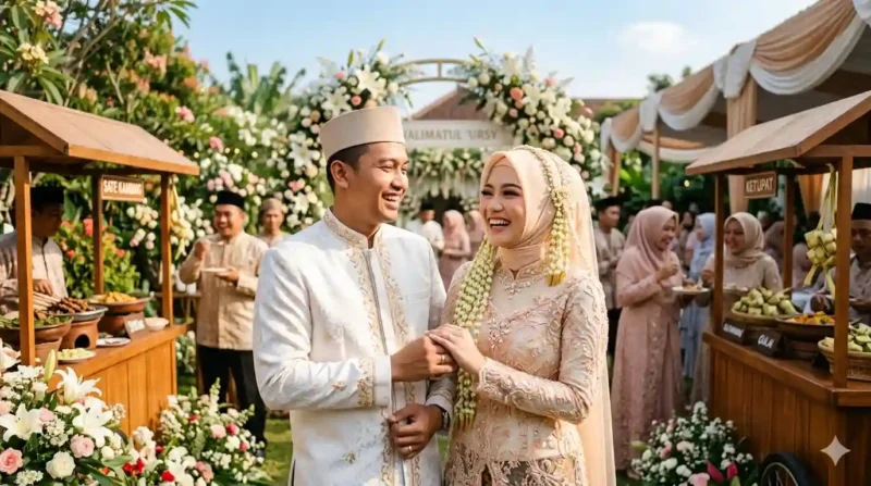 Ilustrasi - Pasangan Pengantin Yang Melangsungkan Pernikahan. Gemini