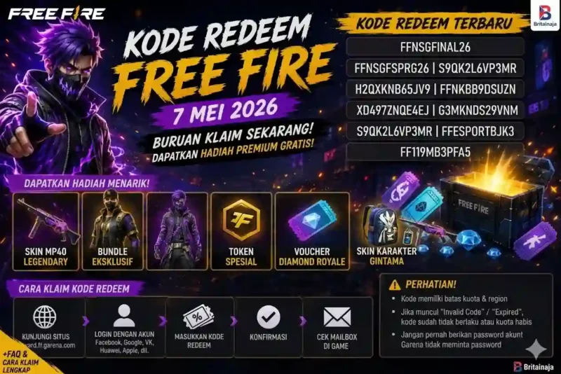 Ilustrasi - Kode Redeem FF Aktif Malam Ini 7 Mei 2026.
