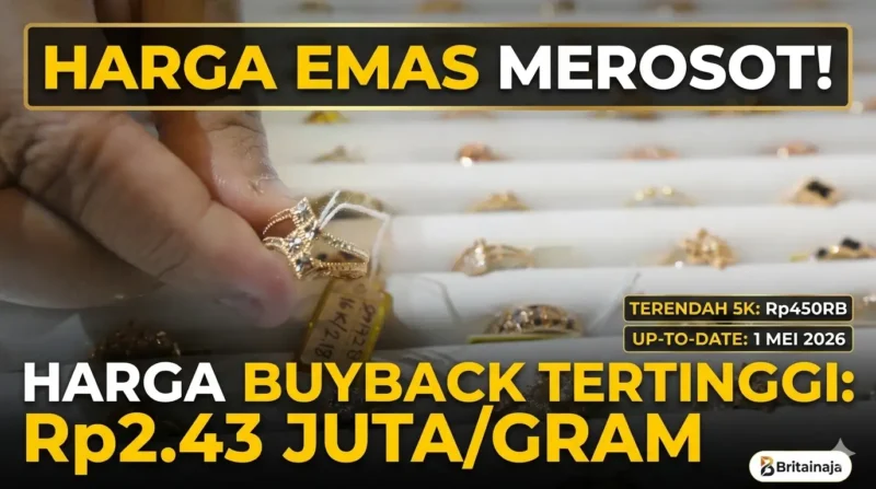 Ilustrasi - Pegawai merapikan perhiasan emas di salah satu gerai penjualan di Jakarta, Minggu (2/2/2025). (Bisnis)