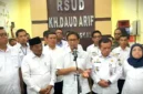 Menteri Kesehatan, Budi Gunadi Sadikin, saat konferensi pers di Rumah Sakit Umum Daerah (RSUD) KH Daud Arif Kuala Tungkal, pada Rabu (6/5/2026). (Foto: Tribunjambi)
