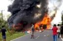 Kecelakaan Bus ALS dan Truk Tangki di Muratara.