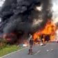 Kecelakaan Bus ALS dan Truk Tangki di Muratara.