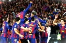 Selebrasi Barcelona usai dipastikan menjadi juara La Liga 2025/2026. (c) AP Photo/Joan Monfort.