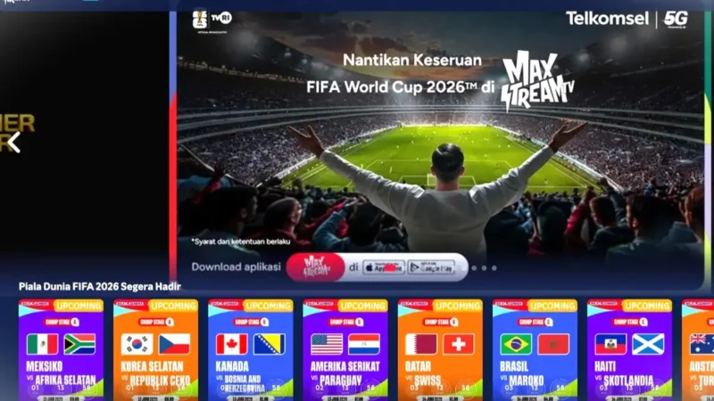Apliksi MAXStream buat nonton Piala Dunia 2026.(KOMPAS.com)