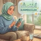 Ilustrasi mengirimkan doa atau zikir melalui stiker WhatsApp.(Ilustrasi dibuat menggunakan AI)