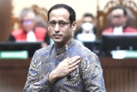 Terdakwa kasus dugaan korupsi pengadaan Chromebook dalam program digitalisasi pendidikan di Kemendikbudristek, Nadiem Anwar Makarim bersiap mengikuti sidang pembacaan putusan di Pengadilan Tipikor, Jakarta, Selasa (30/6/2026). (ANTARA FOTO)