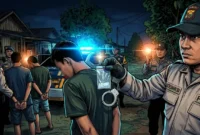 Ilustrasi Polisi Mengamankan peleaku.