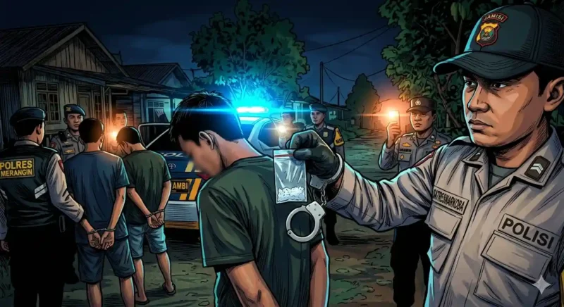 Ilustrasi Polisi Mengamankan peleaku.