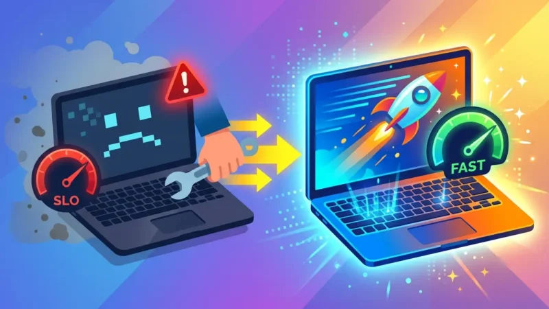 Ilustrasi Cara Memperbaiki Laptop Lemot Jadi Ngebut Lagi Tanpa Harus Servis.