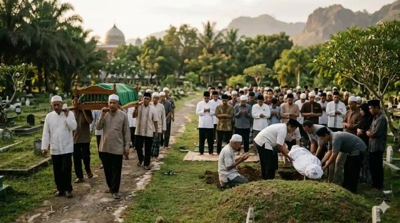 Ilustrasi - Menyalatkan dan Mengantar Jenazah ke Kubur.