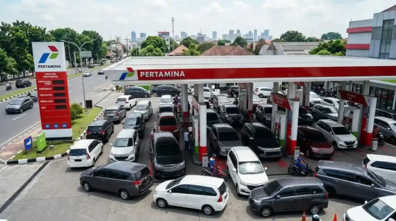 Ilustrasi - Antrian BBM di SPBU. Update Harga BBM Pertamina Hari Ini 9 Juni 2026 Seluruh Indonesia.