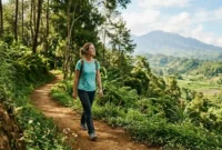 Ilustrasi Jalan Kaki atau Hiking. Gemini