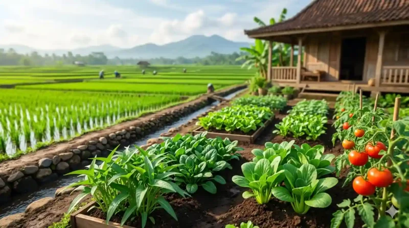 Ilustrasi - Sayuran Terbaik untuk Kebun Rumah Dekat Sawah.