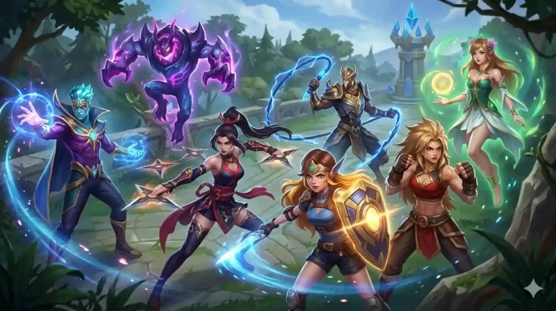 Ilustrasi - 7 Hero Meta Mobile Legends Season 40 Terbaik buat Push Rank.