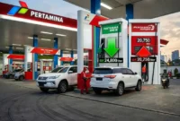 Ilustrasi - Pelayanan Pengisian BBM di SPBU Pertamina.