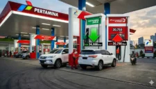 Ilustrasi - Pelayanan Pengisian BBM di SPBU Pertamina.