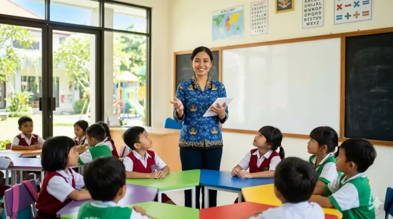 Ilustrasi - Guru Sedang Mengajar di Sekolah.