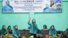 Ketua TP PKK Provinsi Jambi Hj. Hesnidar Haris, SE (Hesti Haris) menghadiri Sosialisasi Gerakan Jambi bersholawat dan Supervisi Evaluasi Gerakan PKK bersama Tim Pengerak PKK Kabupaten Kerinci.