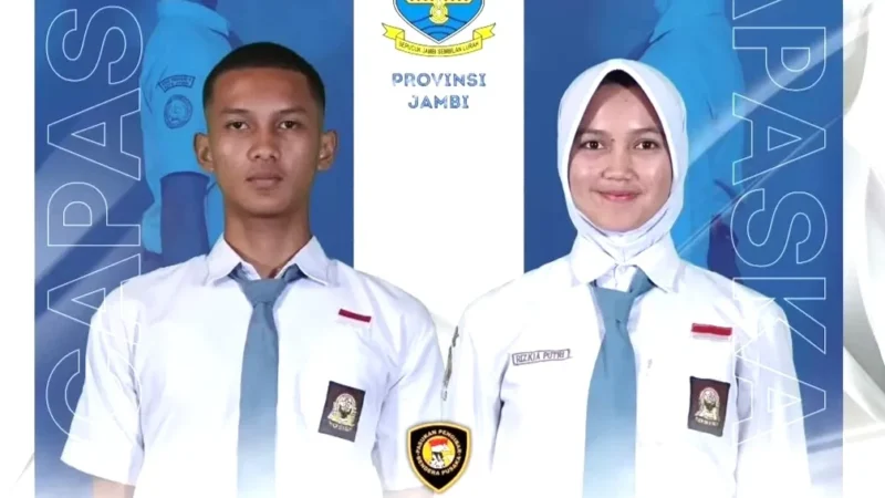 Achmad Fachri Mubarok dan Rizkia Putri, pelajar asal Kota Jambi terpilih sebagai calon Paskibraka tingkat pusat 2026. (Instagram/@bpipri)