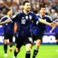 Selebrasi Lionel Messi usai cetak gol ke gawang Yordania. (REUTERS/Hannah McKay)