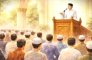 Ilustrasi khutbah Jumat.(Ilustrasi ini dibuat dengan AI)