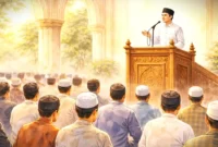 Ilustrasi khutbah Jumat.(Ilustrasi ini dibuat dengan AI)