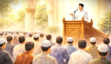 Ilustrasi khutbah Jumat.(Ilustrasi ini dibuat dengan AI)