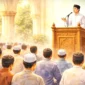 Ilustrasi khutbah Jumat.(Ilustrasi ini dibuat dengan AI)