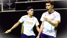 Ganda putra Indonesia, Fajar Alfian/Muhammad Shohibul Fikri, melangkah ke perempat final Singapore Open 2026. (PBSI)