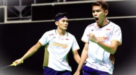 Ganda putra Indonesia, Fajar Alfian/Muhammad Shohibul Fikri, melangkah ke perempat final Singapore Open 2026. (PBSI)