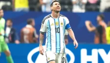 Lionel Messi bereaksi dalam pertandingan babak 16 besar antara Argentina dan Mesir pada Piala Dunia 2026 di Stadion Atlanta, Atlanta, Amerika Serikat, 7 Juli 2026.(XinHua/Huang Zongzhi)