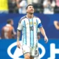 Lionel Messi bereaksi dalam pertandingan babak 16 besar antara Argentina dan Mesir pada Piala Dunia 2026 di Stadion Atlanta, Atlanta, Amerika Serikat, 7 Juli 2026.(XinHua/Huang Zongzhi)