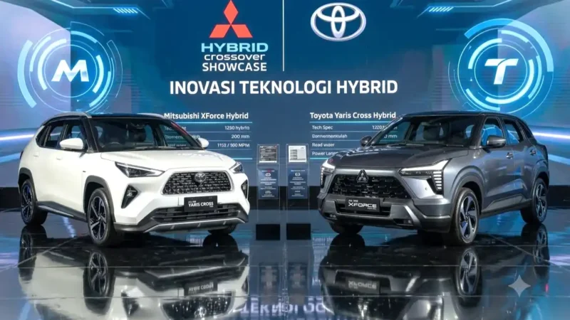 Komparasi Mitsubishi XForce Hybrid dan Toyota Yaris Cross Hybrid. (AI)