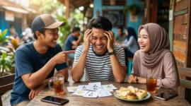 Ilustrasi Sedang Bermain Tebak-tebakan. Gemini