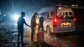 Ilustrasi - Sopir Travel Turunkan Penumpang. Gemini